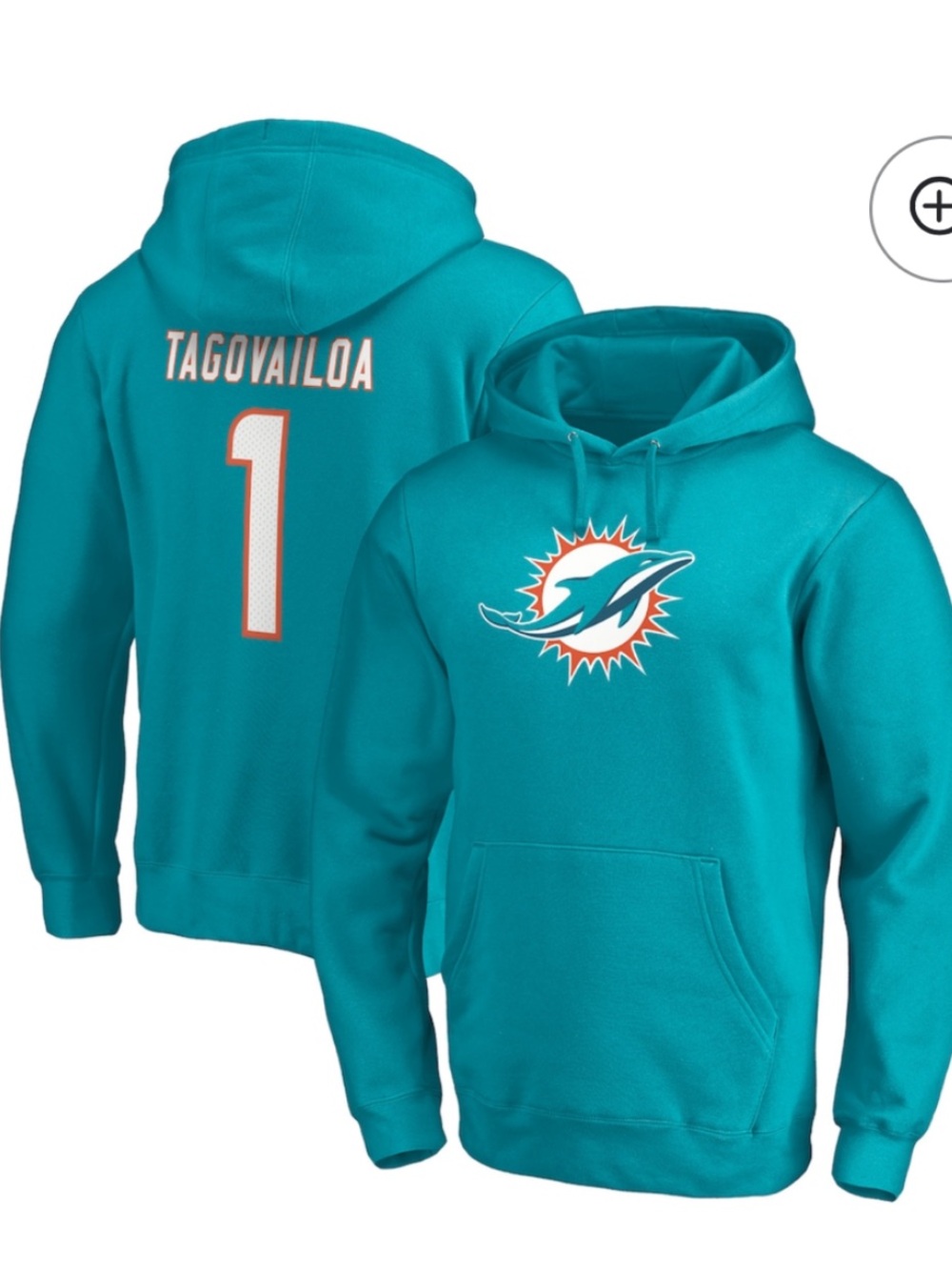 NWT Women’s Fanatics Miami Dolphins Teal Pullover Hoodie w/Tagovailo #1 Logo